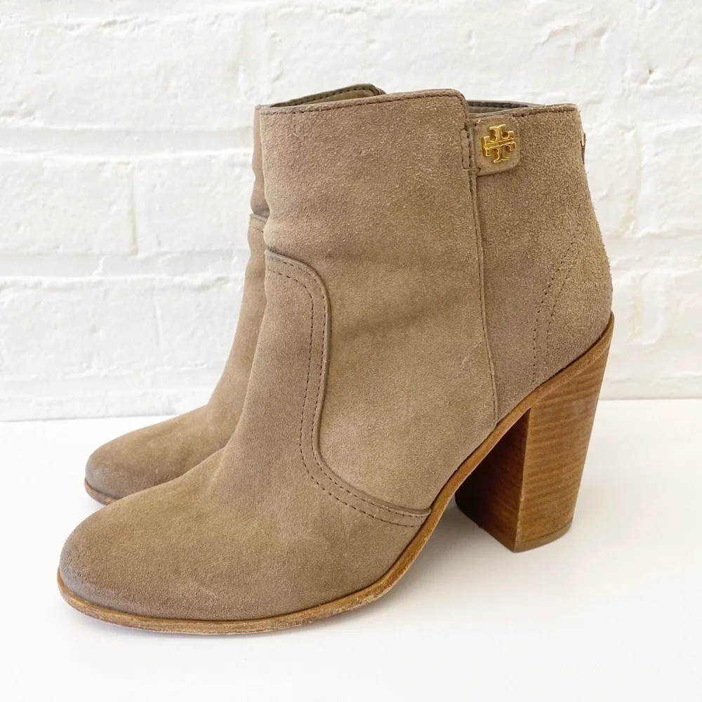 Tory Burch || Leena Suede Boots Ankle Booties‎ Tan Beige Brown 10